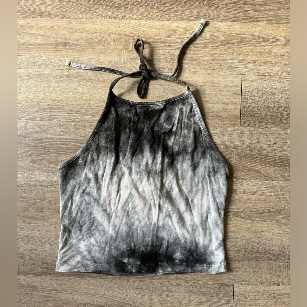 Brandy Melville black tie dye crop top halter